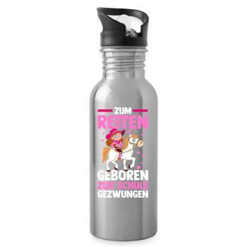 Reiten Pferdeliebhaber Reiterhof Pferde - Trinkflasche mit integriertem Trinkhalm - Lightsilver - Rechts