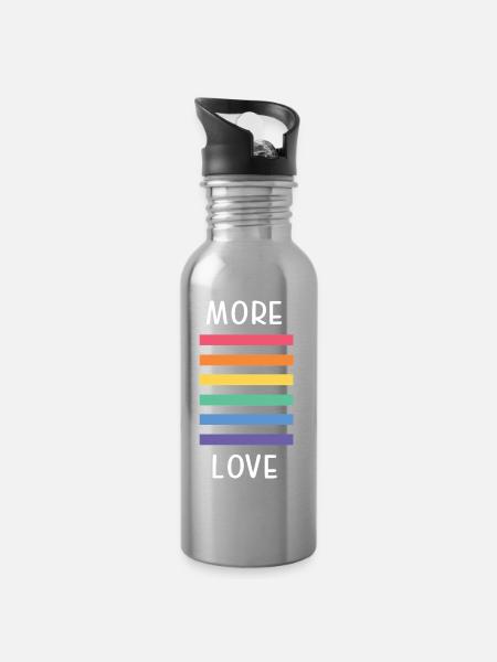 LGBT-Pride-Monat – Mehr Liebe - Trinkflasche mit integriertem Trinkhalm - Lightsilver