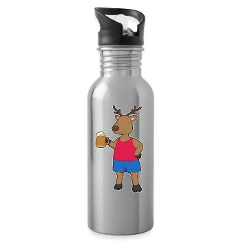 Reh Bier - Trinkflasche mit integriertem Trinkhalm - Lightsilver - Rechts