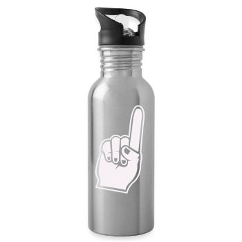 Fan Hand Index Finger Icon - Water bottle with straw - silver - Right