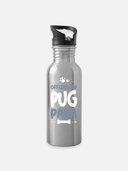 PUG - Trinkflasche mit integriertem Trinkhalm - Lightsilver