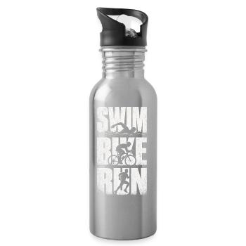 Swim Bike Run Triathlon - Water bottle with straw - silver - Right
