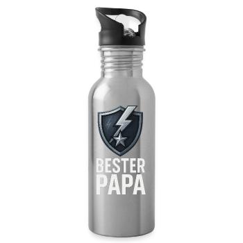 Meilleur Papa Shield - Gourde avec paille intégrée - argent clair - Droite
