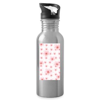 Bouquet de fleurs aquarelles roses - Gourde avec paille intégrée - argent clair - Droite