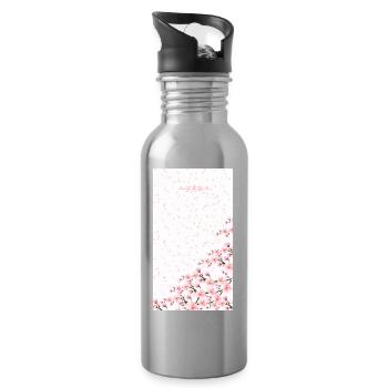 Bouquet de fleurs aquarelles roses - Gourde avec paille intégrée - argent clair - Droite