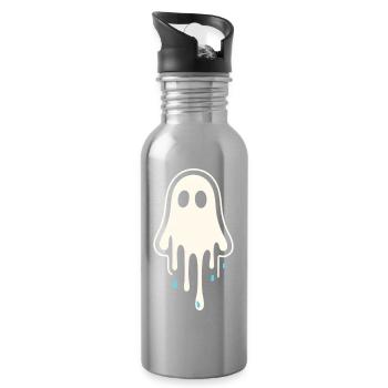 Melting Ghost Art - Water bottle with straw - silver - Right