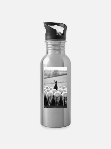 Stove guard at dawn - Water bottle with straw - silver