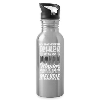 Piano Klavier Musiker Geschenk Geschenkidee - Trinkflasche mit integriertem Trinkhalm - Lightsilver - Rechts