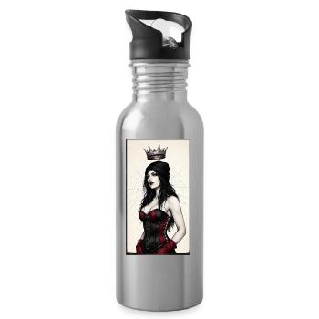 Gothic Queen in Corset - Water bottle with straw - silver - Right