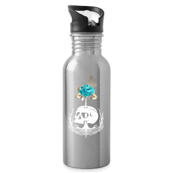 Gothic Wicca Goth Okkult Skullmystic Blumen - Trinkflasche mit integriertem Trinkhalm - Lightsilver - Rechts