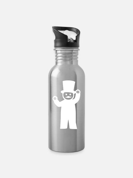 Schornsteinfeger - Trinkflasche mit integriertem Trinkhalm - Lightsilver