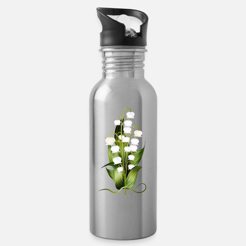 délicat arrangement du muguet comme salutation printanière - Gourde avec paille intégrée - argent clair
