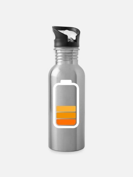HALF BATTERY - White - Trinkflasche mit integriertem Trinkhalm - Lightsilver
