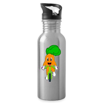 Vélo carotte - Gourde avec paille intégrée - argent clair - Droite