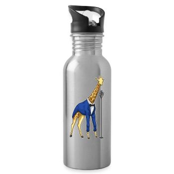 Chanteur girafe Chant au micro - Gourde avec paille intégrée - argent clair - Droite