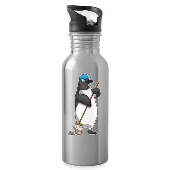 Penguin Cleaner Mop Mob - Water bottle with straw - silver - Right