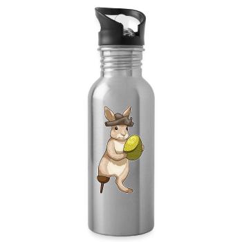 Hase Ostern Pirat - Trinkflasche mit integriertem Trinkhalm - Lightsilver - Rechts