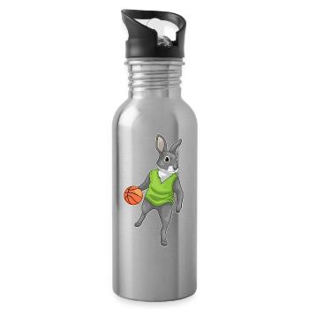 Bunny Basketteur Joueur Sports de basket-ball - Gourde avec paille intégrée - argent clair - Droite
