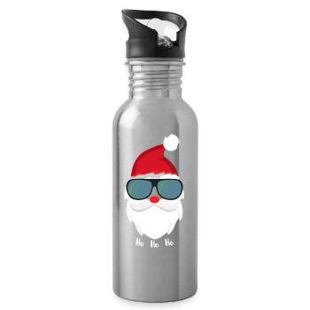Santa Claus Cool with Sunglasses - Water bottle with straw - silver - Right