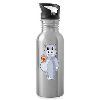 Hippopotamus Coffee to go - Water bottle with straw - silver - Right