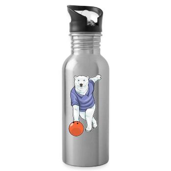 Polar Bear Bowling Bowling Ball - Water bottle with straw - silver - Right