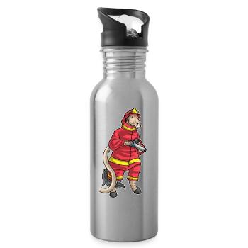 Pferd Feuerwehrmann Feuerwehrschlauch Feuerwehr - Trinkflasche mit integriertem Trinkhalm - Lightsilver - Rechts