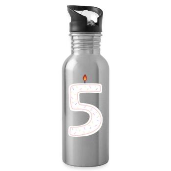 Bougie d’anniversaire festive numéro 5 - Gourde avec paille intégrée - argent clair - Droite
