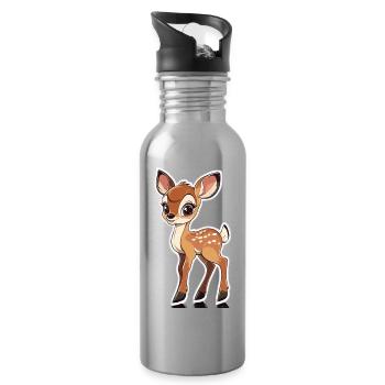 Reh - Trinkflasche mit integriertem Trinkhalm - Lightsilver - Rechts