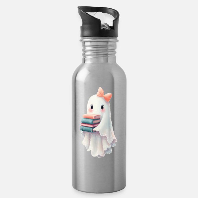 Geist Halloween Bücher - Trinkflasche mit integriertem Trinkhalm - Lightsilver