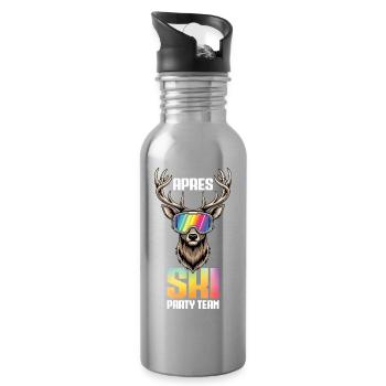 Après Ski Party Team Hirsch Schnee Skifahren Ski - Trinkflasche mit integriertem Trinkhalm - Lightsilver - Rechts