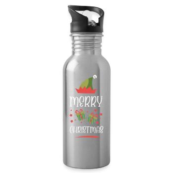 Frohe Weihnachten - Trinkflasche mit integriertem Trinkhalm - Lightsilver - Rechts
