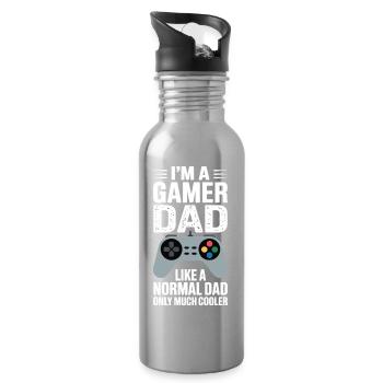 Gamer Dad Like A Normal Dad Only Cooler - Water bottle with straw - silver - Right