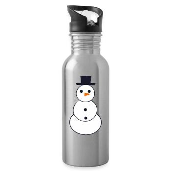 Minimalistische Schneemannkunst - Trinkflasche mit integriertem Trinkhalm - Lightsilver - Rechts