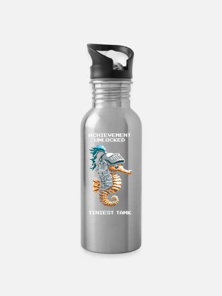 Achievement: kleinster Tank | Seepferdchen - Trinkflasche mit integriertem Trinkhalm - Lightsilver
