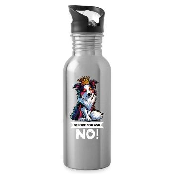 Before You Ask Australian Shepherd Aussie Aussies - Water bottle with straw - silver - Right