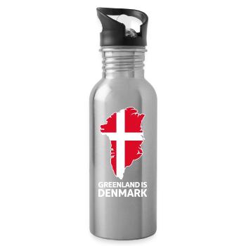 Carte du drapeau Groenland-Danemark - Gourde avec paille intégrée - argent clair - Droite
