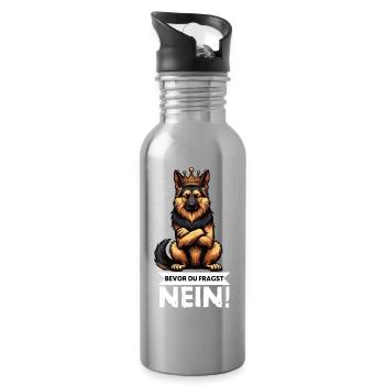 Before you ask German Shepherd Shepherds - Water bottle with straw - silver - Right