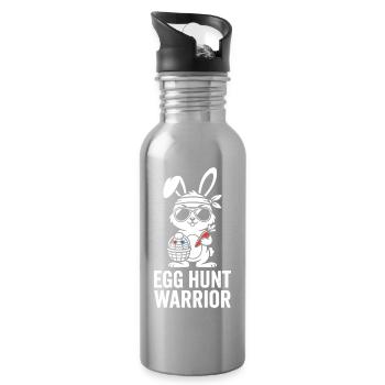 Easter Bunny Warrior with Sunglasses - Water bottle with straw - silver - Right