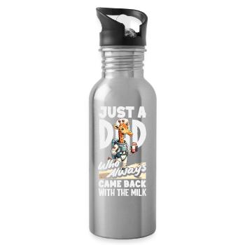 Papa est revenu avec du lait. Astronaute. - Gourde avec paille intégrée - argent clair - Droite