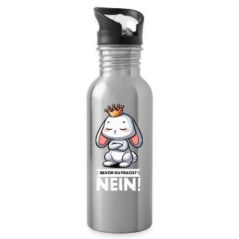 Before you ask: no, rabbit, bunny, bunny, long-eared - Water bottle with straw - silver - Right
