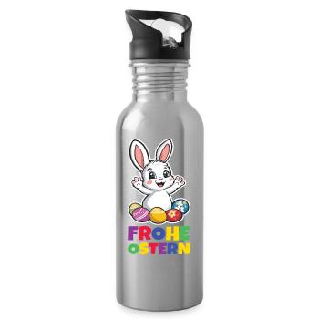 Süßer Hase Ostern Kaninchen Ohren - Trinkflasche mit integriertem Trinkhalm - Lightsilver - Rechts