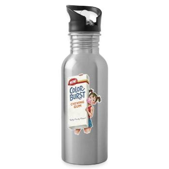  Retro Kaugummi - Trinkflasche mit integriertem Trinkhalm - Lightsilver - Rechts
