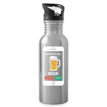 Bier Incoming Call Beer JGA Herren Männerabend - Trinkflasche mit integriertem Trinkhalm - Lightsilver - Rechts