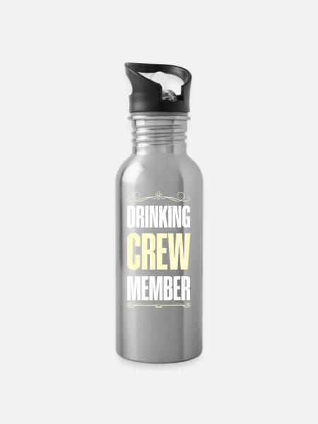 Drinking Crew - Trinkflasche mit integriertem Trinkhalm - Lightsilver