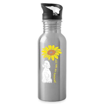 Sunflower Pup Emblem - Water bottle with straw - silver - Right
