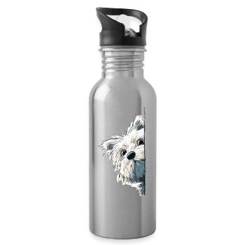 Westie Terrier Spieur Mignon Amoureux des Chiens Produits dérivés - Gourde avec paille intégrée - argent clair - Droite