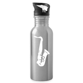 Musicien cadeau de musique de saxophone - Gourde avec paille intégrée - argent clair - Droite