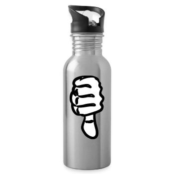 Abstract Hands Silhouette - Water bottle with straw - silver - Right