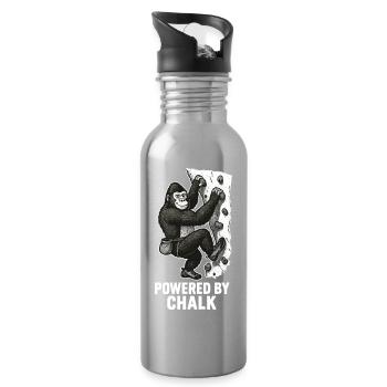 Gorilla Bouldering – Powered by Chalk Saying - Water bottle with straw - silver - Right