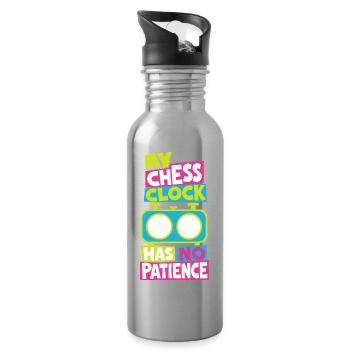 Schachuhr – My Chess Clock Has No Patience - Trinkflasche mit integriertem Trinkhalm - Lightsilver - Rechts